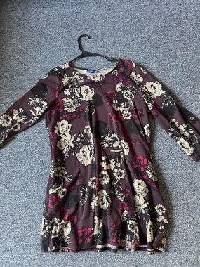 Apt. 9 Burgundy Floral 3/4 Sleeve Tunic